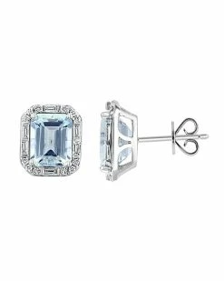 Effy Fine Jewelry 14K 4.70 Ct. Tw. Diamond & Aquamarine Earrings Women