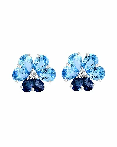 Effy Fine Jewelry 14K 9.67 Ct. Tw. Diamond & Topaz Earrings Women 1 Effy Fine Jewelry 14K 9.67 Ct. Tw. Diamond & Topaz Earrings Women