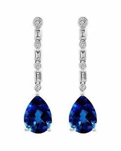 Effy Fine Jewelry 14K 6.64 Ct. Tw. Diamond & London Blue Topaz Earrings Women