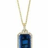 Effy Fine Jewelry 14K 9.95 Ct. Tw. Diamond & London Blue Topaz Statement Pendant Women