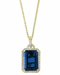 Effy Fine Jewelry 14K 9.95 Ct. Tw. Diamond & London Blue Topaz Statement Pendant Women