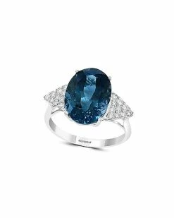 Effy Fine Jewelry 14K 6.59 Ct. Tw. Diamond & London Blue Topaz Statement Ring Women