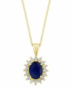Effy Fine Jewelry Effy 14K 2.29 Ct. Tw. Diamond & Sapphire Pendant Necklace Women