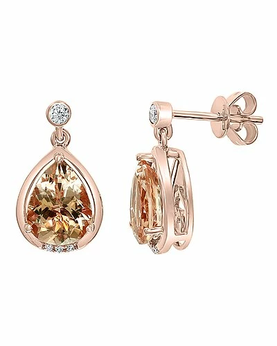 Effy Fine Jewelry 14K Rose Gold 3.75 Ct. Tw. Morganite Statement Earrings Women 1 Effy Fine Jewelry 14K Rose Gold 3.75 Ct. Tw. Morganite Statement Earrings Women