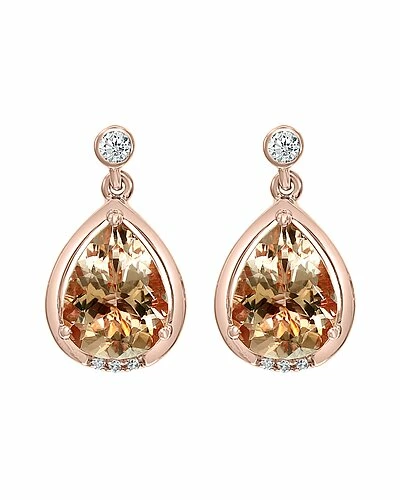 Effy Fine Jewelry 14K Rose Gold 3.75 Ct. Tw. Morganite Statement Earrings Women 2 Effy Fine Jewelry 14K Rose Gold 3.75 Ct. Tw. Morganite Statement Earrings Women - Image 2