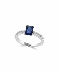 Effy Fine Jewelry Effy 18K 1.23 Ct. Tw. Diamond & Blue Sapphire Ring Women