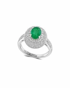 Effy Fine Jewelry Effy 14K 1.61 Ct. Tw. Diamond & Emerald Ring Women