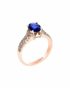 Effy Fine Jewelry Effy 14K Rose Gold 1.78 Ct. Tw. Diamond & Ceylon Sapphire Ring Women