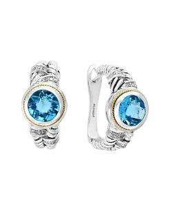 Effy Fine Jewelry 18K & Silver 4.46 Ct. Tw. Diamond & Blue Topaz Earrings Women