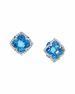 Effy Fine Jewelry Effy 14K 8.21 Ct. Tw. Diamond & Blue Topaz Earrings Women