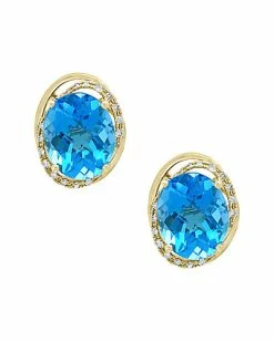 Effy Fine Jewelry 14K 8.23 Ct. Tw. Diamond & Blue Topaz Earrings Women