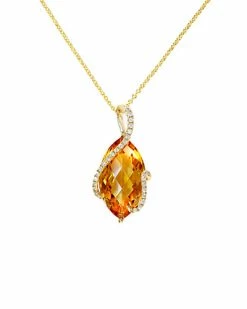 Effy Fine Jewelry 14K 7.04 Ct. Tw. Diamond & Citrine Pendant Necklace Women
