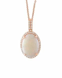 Effy Fine Jewelry 14K Rose Gold 3.24 Ct. Tw. Diamond & Opal Pendant Necklace Women