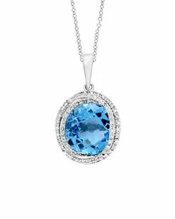 Effy Fine Jewelry 14K 8.69 Ct. Tw. Diamond & Blue Topaz Pendant Necklace Women