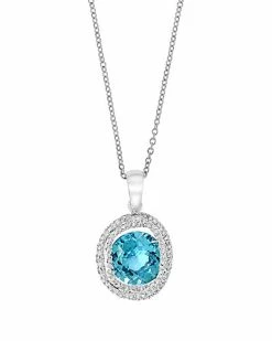 Effy Fine Jewelry Effy 14K 4.43 Ct. Tw. Diamond & Blue Topaz Pendant Necklace Women