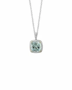 Effy Fine Jewelry 14K 4.38 Ct. Tw. Diamond & Aquamarine Pendant Necklace Women