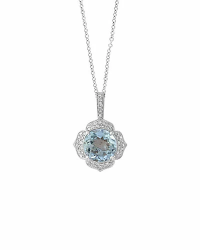 Effy Fine Jewelry 14K 1.58 Ct. Tw. Diamond & Aquamarine Pendant Necklace Women 1 Effy Fine Jewelry 14K 1.58 Ct. Tw. Diamond & Aquamarine Pendant Necklace Women
