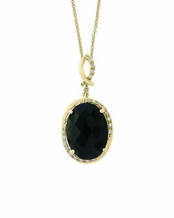 Effy Fine Jewelry Effy 14K 7.00 Ct. Tw. Diamond & Onyx Pendant Necklace Women