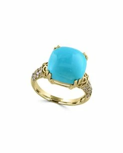Effy Fine Jewelry 14K 6.96 Ct. Tw. Diamond & Turquoise Ring Women