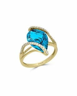 Effy Fine Jewelry Effy 14K 6.28 Ct. Tw. Diamond & Blue Topaz Ring Women