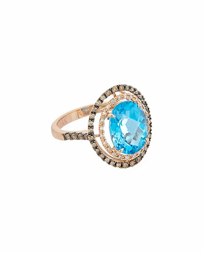 Effy Fine Jewelry 14K Rose Gold 6.19 Ct. Tw. Diamond & Blue Topaz Ring Women 1 Effy Fine Jewelry 14K Rose Gold 6.19 Ct. Tw. Diamond & Blue Topaz Ring Women
