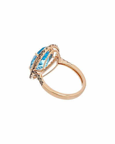 Effy Fine Jewelry 14K Rose Gold 6.19 Ct. Tw. Diamond & Blue Topaz Ring Women 2 Effy Fine Jewelry 14K Rose Gold 6.19 Ct. Tw. Diamond & Blue Topaz Ring Women - Image 2
