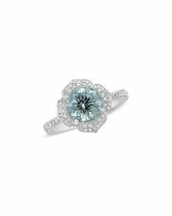 Effy Fine Jewelry 14K 1.62 Ct. Tw. Diamond & Aquamarine Ring Women