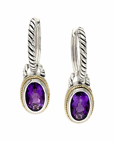 Effy Fine Jewelry 18K & Silver 3.33 Ct. Tw. Amethyst Earrings Women 1 Effy Fine Jewelry 18K & Silver 3.33 Ct. Tw. Amethyst Earrings Women