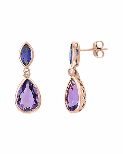 Effy Fine Jewelry 14K Rose Gold 6.09 Ct. Tw. Diamond & Gemstone Earrings Women 1 Effy Fine Jewelry 14K Rose Gold 6.09 Ct. Tw. Diamond & Gemstone Earrings Women