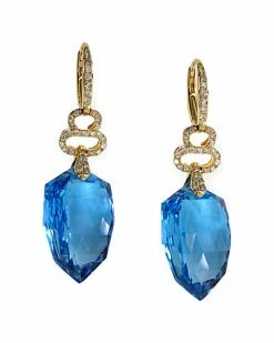 Effy Fine Jewelry Effy 14K 43.72 Ct. Tw. Diamond & Blue Topaz Earrings Women