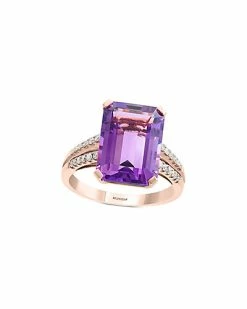 Effy Fine Jewelry 14K Rose Gold 7.38 Ct. Tw. Diamond & Amethyst Ring Women