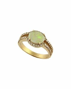 Effy Fine Jewelry 14K 1.40 Ct. Tw. Diamond & Opal Ring Women