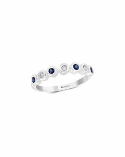 Effy Fine Jewelry Effy 14K 0.27 Ct. Tw. Diamond & Sapphire Half-Eternity Ring Women
