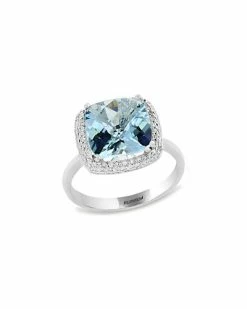 Effy Fine Jewelry Effy 14K Diamond & Aquamarine Ring Women