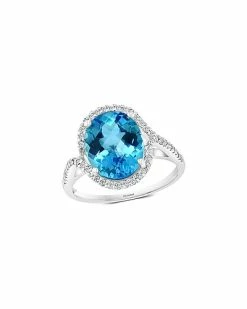 Effy Fine Jewelry Effy 14K 6.14 Ct. Tw. Diamond & Blue Topaz Ring Women