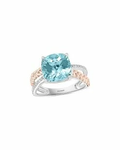 Effy Fine Jewelry Effy 14K Two-Tone 4.19 Ct. Tw. Diamond & Aquamarine Ring Women