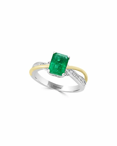 Effy Fine Jewelry Effy 14K Two-Tone 1.64 Ct. Tw. Diamond & Emerald Ring Women 1 Effy Fine Jewelry Effy 14K Two-Tone 1.64 Ct. Tw. Diamond & Emerald Ring Women