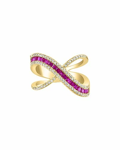 Effy Fine Jewelry Effy 14K 1.26 Ct. Tw. Diamond & Ruby Ring Women 2 Effy Fine Jewelry Effy 14K 1.26 Ct. Tw. Diamond & Ruby Ring Women - Image 2