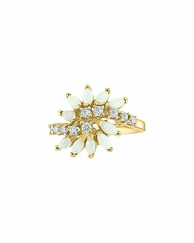 Effy Fine Jewelry Effy 14K 1.24 Ct. Tw. Diamond & Opal Ring Women 2 Effy Fine Jewelry Effy 14K 1.24 Ct. Tw. Diamond & Opal Ring Women - Image 2