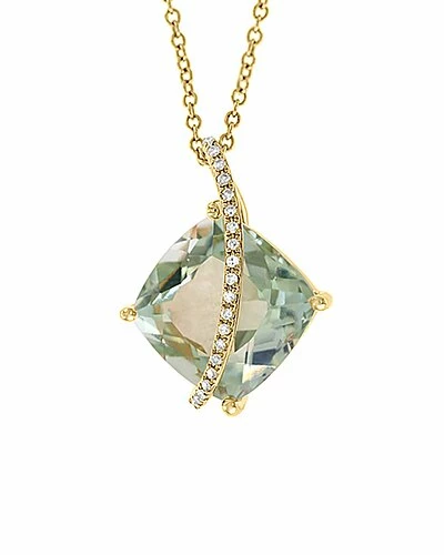 Effy Fine Jewelry Effy 14K 6.40 Ct. Tw. Diamond & Green Amethyst Pendant Necklace Women 1 Effy Fine Jewelry Effy 14K 6.40 Ct. Tw. Diamond & Green Amethyst Pendant Necklace Women