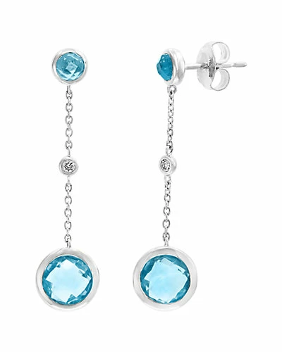 Effy Fine Jewelry 14K 3.04 Ct. Tw. Diamond & Blue Topaz Earrings Women 1 Effy Fine Jewelry 14K 3.04 Ct. Tw. Diamond & Blue Topaz Earrings Women