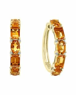 Effy Fine Jewelry 14K 4.61 Ct. Tw. Diamond & Citrine Earrings Women