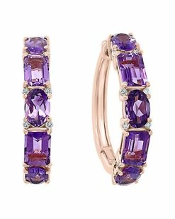 Effy Fine Jewelry 14K Rose Gold 4.61 Ct. Tw. Diamond & Amethyst Earrings Women