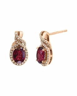 Effy Fine Jewelry 14K Rose Gold 3.36 Ct. Tw. Diamond & Rhodolite Earrings Women