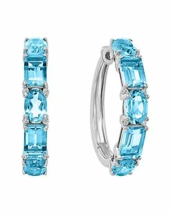 Effy Fine Jewelry 14K 5.81 Ct. Tw. Diamond & Blue Topaz Earrings Women
