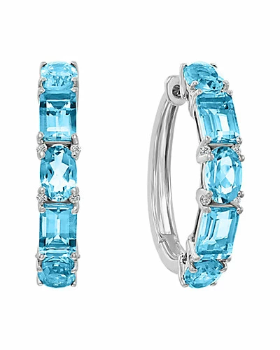 Effy Fine Jewelry 14K 5.81 Ct. Tw. Diamond & Blue Topaz Earrings Women 1 Effy Fine Jewelry 14K 5.81 Ct. Tw. Diamond & Blue Topaz Earrings Women