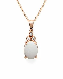 Effy Fine Jewelry 14K Rose Gold 0.99 Ct. Tw. Diamond & Opal Pendant Women