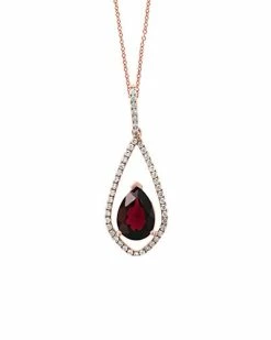 Effy Fine Jewelry 14K Rose Gold 1.62 Ct. Tw. Diamond & Rhodolite Pendant Women