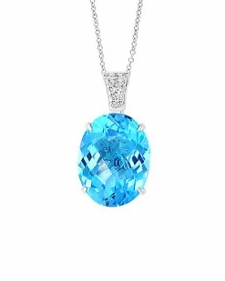 Effy Fine Jewelry 14K 11.30 Ct. Tw. Diamond & Blue Topaz Pendant Women