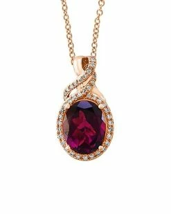 Effy Fine Jewelry 14K Rose Gold 3.05 Ct. Tw. Diamond & Rhodolite Necklace Women